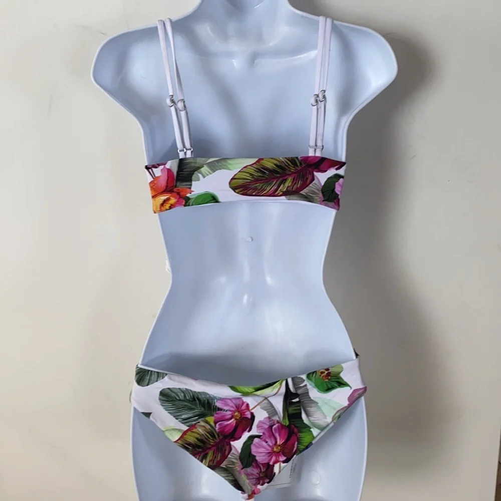 TiniBikini‎ Floral print + white Reversible, Size S
